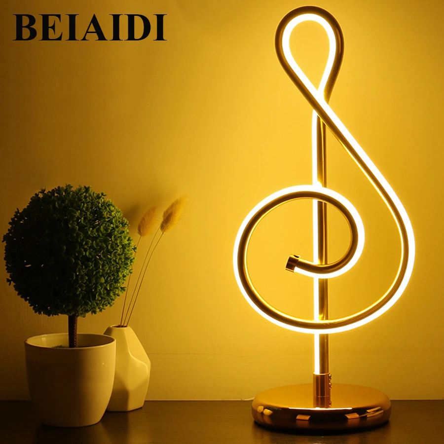 BEIAIDI Новинка Минималистичная художественная настольная Лампа музыкальная нотка