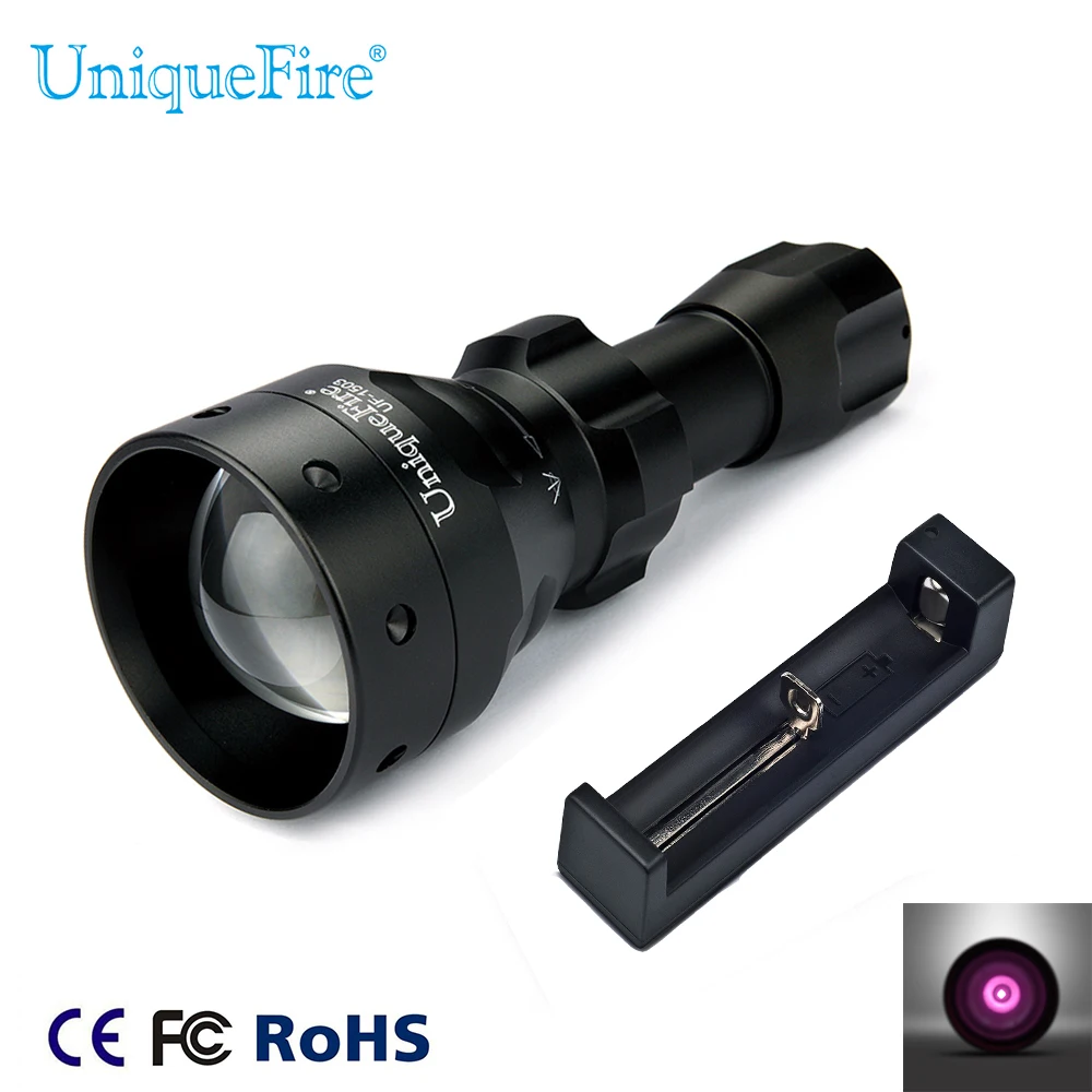 UniqueFire Flashlight UF-1503 T50 Nightvision IR850nm Led Infrared Light Torch+One Slot Charger For Night Hunting
UniqueFire Flashlight UF-1503 T50 Nightvision IR850nm Led Infrared Light Torch+One Slot Charger For Night Hunting