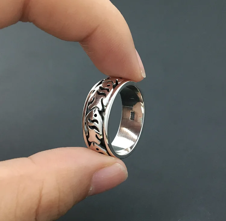 S925 Sterling Silver Jewelry Fashion Retro Thai Silver Men And Women Models Creative Row Of Fish Ring
S925 Sterling Silver Jewelry Fashion Retro Thai Silver Men And Women Models Creative Row Of Fish Ring