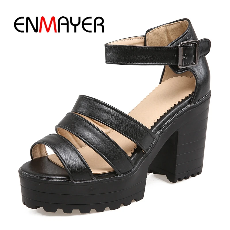 ENMAYER 2020 New Arrival women Gladiator sandals lady black high heel wedges platform buckle strap sandals ZYL281
ENMAYER 2020 New Arrival women Gladiator sandals lady black high heel wedges platform buckle strap sandals ZYL281