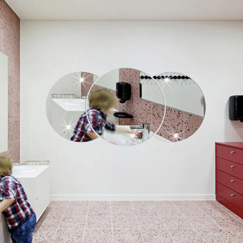 Фото Круглые комбинированные креативные зеркальные настенные наклейки 3D сделай сам