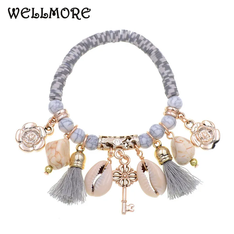 WELLMORE Elastic line lace-up trendy bracelet stone beaded bracelet shell tassels bracelets for women jewelry wholesale
WELLMORE Elastic line lace-up trendy bracelet stone beaded bracelet shell tassels bracelets for women jewelry wholesale