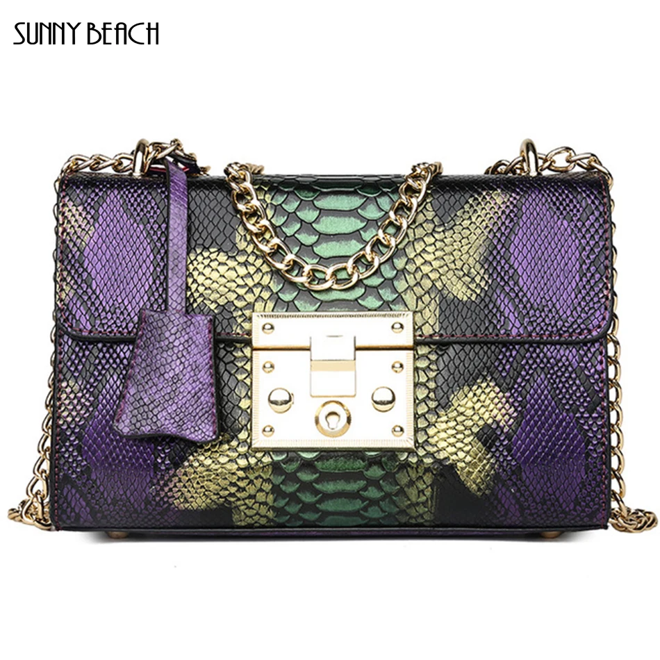Fashion Girl Messenger Bag PU Leather Serpentine Square Chain Bags Luxury Women Crossbody Handbag | Багаж и сумки