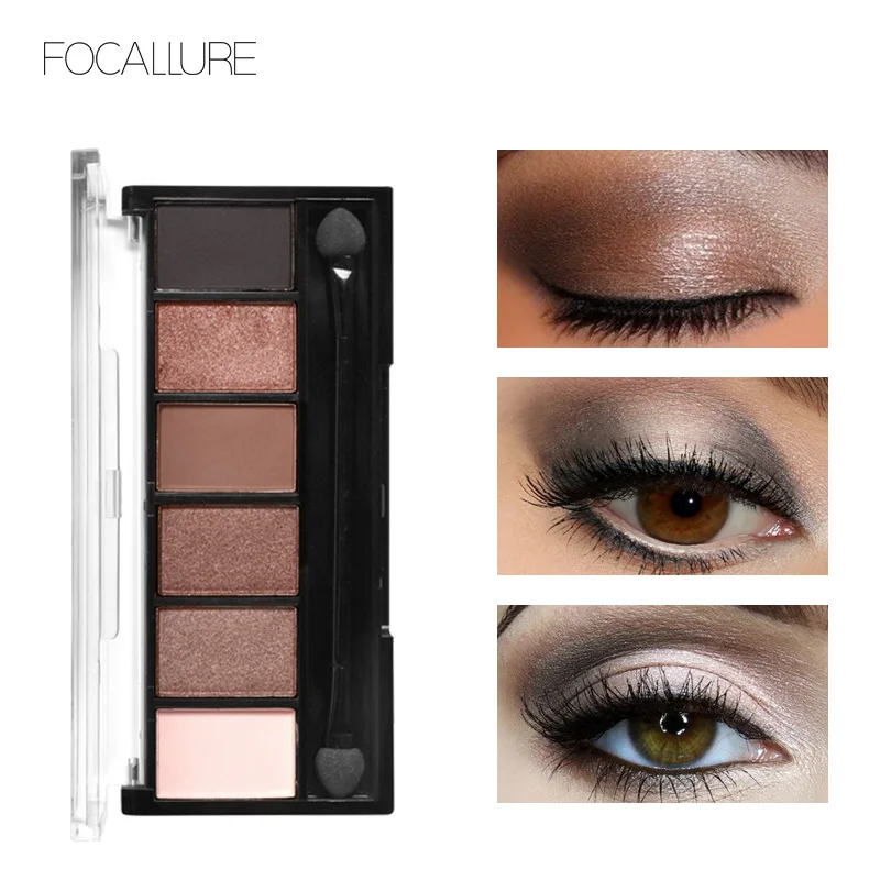 FOCALLURE 6 Colors Eyeshadow Palette Glamorous Smokey Color Eye Shadow Shimmer Glitter Smooth Creamy Powder Makeup Eye Shadow
FOCALLURE 6 Colors Eyeshadow Palette Glamorous Smokey Color Eye Shadow Shimmer Glitter Smooth Creamy Powder Makeup Eye Shadow