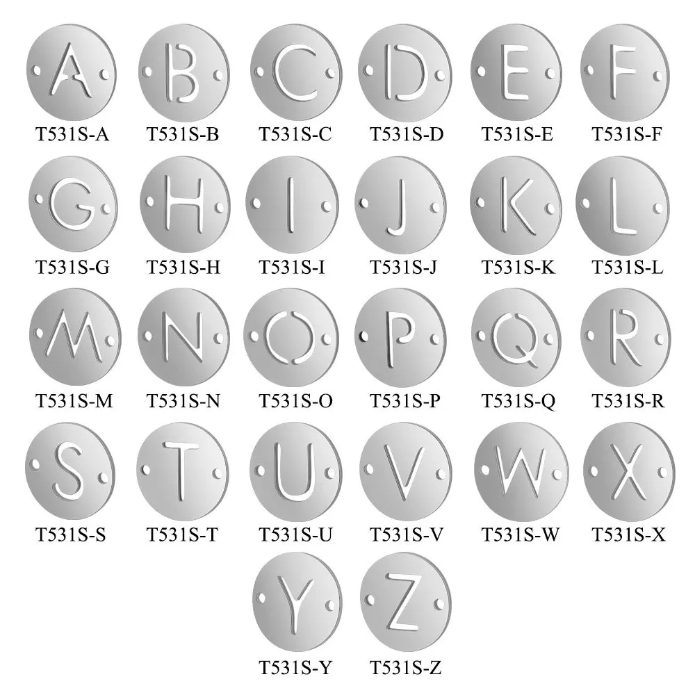 10pcs/lot 316L Stainless Steel Silver Tone 12mm Round Initial Alphabet Letter Charm Connector for DIY Bracelet Jewelry Findings
10pcs/lot 316L Stainless Steel Silver Tone 12mm Round Initial Alphabet Letter Charm Connector for DIY Bracelet Jewelry Findings