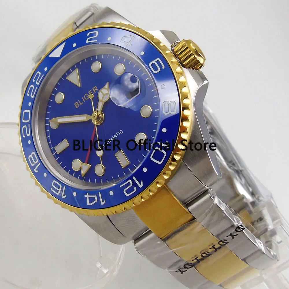 BLIGER 40MM Logo/Nologo Men's Watch Blue Dial Golden Plated Case GMT Function Luminous Sapphire Automatic Movement Men's Watch
BLIGER 40MM Logo/Nologo Men's Watch Blue Dial Golden Plated Case GMT Function Luminous Sapphire Automatic Movement Men's Watch
