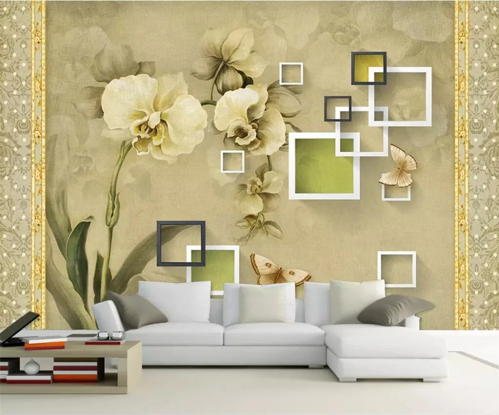 Пользовательские обои 3D картина маслом Papel де parede Орхидея ретро гостиная