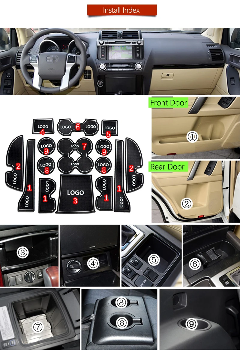 Anti-Slip Rubber Gate Slot Cup Mat for Toyota Land Cruiser Prado 150 2010 2011 2012 2013 2014 2015 2016 LC150 J150 Accessories
Anti-Slip Rubber Gate Slot Cup Mat for Toyota Land Cruiser Prado 150 2010 2011 2012 2013 2014 2015 2016 LC150 J150 Accessories