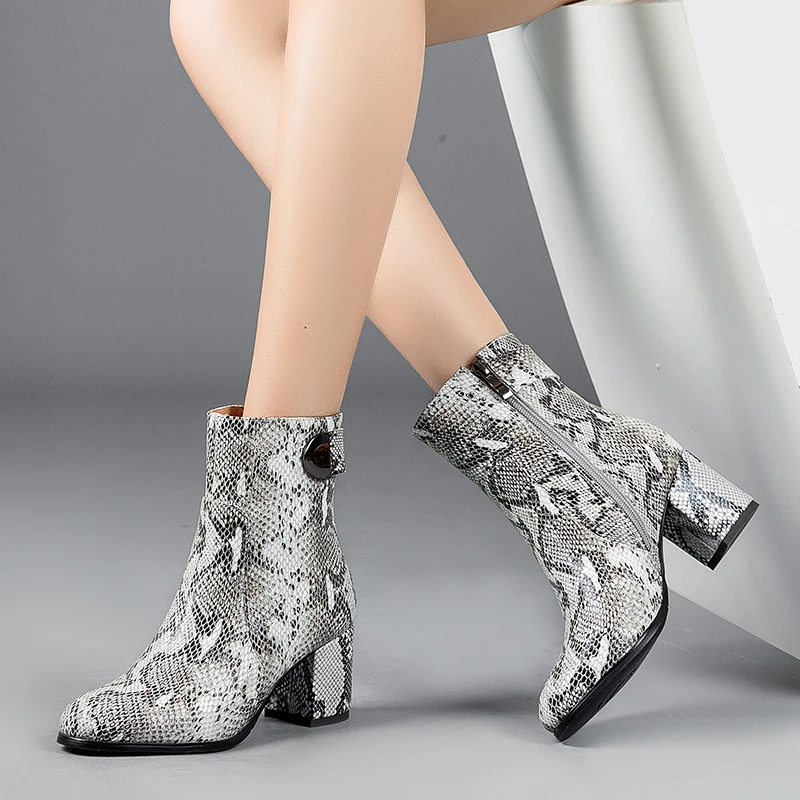 WETKISS Thick High Heels Women Boots Round Toe Snake Print Zip Footwear Cow Leather Female Boot Autumn Shoes Women 2018 New
WETKISS Thick High Heels Women Boots Round Toe Snake Print Zip Footwear Cow Leather Female Boot Autumn Shoes Women 2018 New