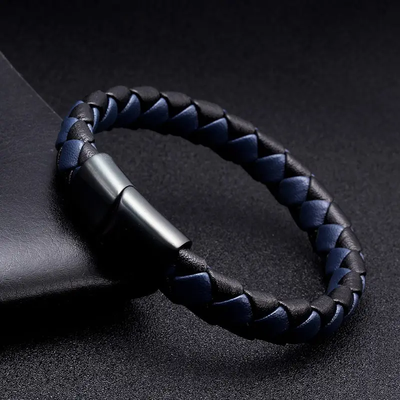 Unique Braided Blue Genuine Leather Men Charm Bracelet Bangles Luxury Cuff Charm Bracelets Male Sporty Magnetic Clasp Jewelry
Unique Braided Blue Genuine Leather Men Charm Bracelet Bangles Luxury Cuff Charm Bracelets Male Sporty Magnetic Clasp Jewelry