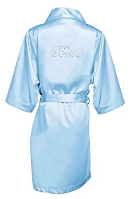 Атласный халат из искусственного шелка для невесты и подружки белый свадебный