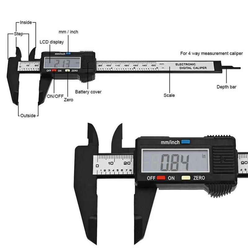 New 1pcs 3.9 inch 100mm or 6 inch 150mm LCD Digital Electronics Vernier Caliper Caliber Carbon Fiber Micrometer Measuring Tool
New 1pcs 3.9 inch 100mm or 6 inch 150mm LCD Digital Electronics Vernier Caliper Caliber Carbon Fiber Micrometer Measuring Tool