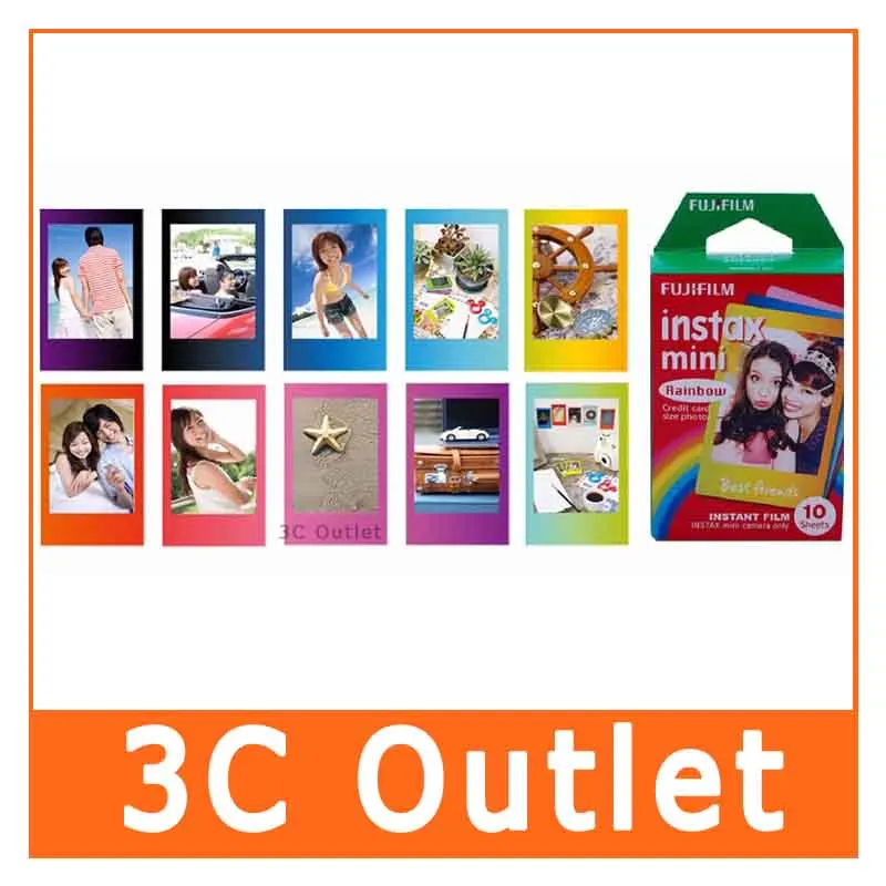 Оригинальная мини пленка Fujifilm Instax Rainbow с цветным краем 3 дюймовая фотобумага для