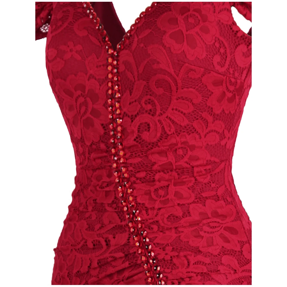 Женское кружевное вечернее платье Angel-fashions длинное красного синего цветов с