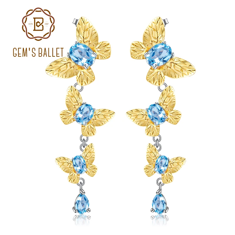 GEM'S BALLET Natural Swiss Blue Topaz Gemstones Earrings 925 Sterling Silver Original Handmade Butterfly Drop Earrings for Women
GEM'S BALLET Natural Swiss Blue Topaz Gemstones Earrings 925 Sterling Silver Original Handmade Butterfly Drop Earrings for Women