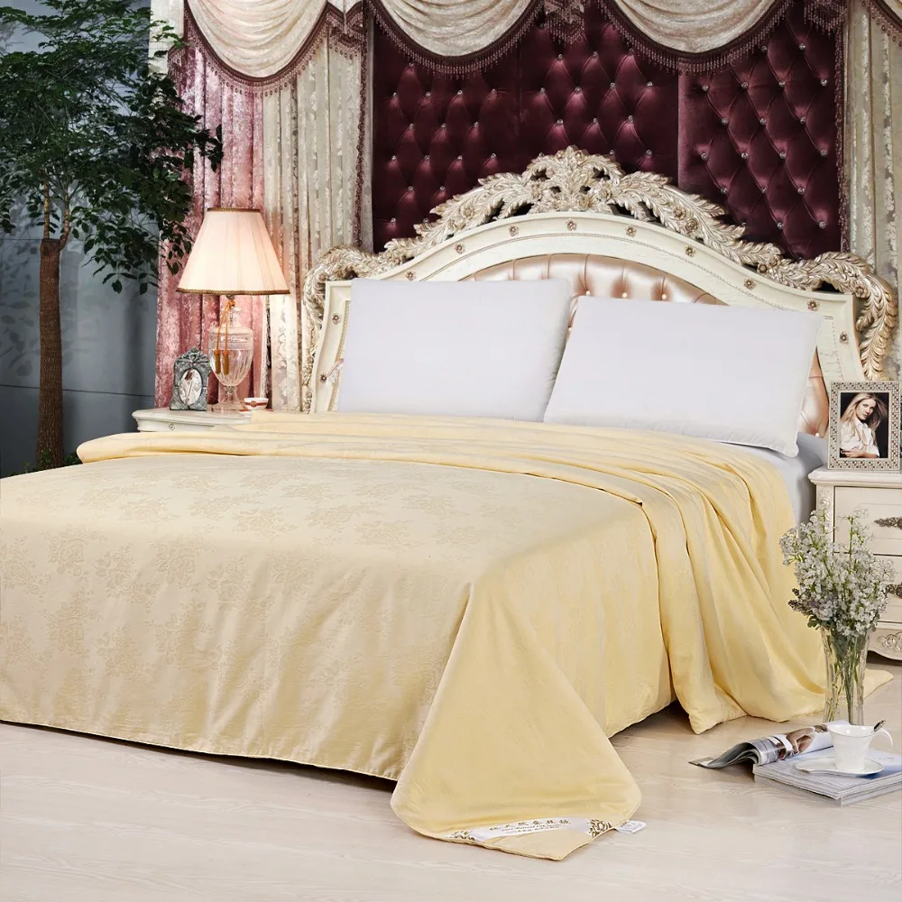 

1+1>2 Silk Winter Comforter! 4kg 100% Mulberry Silk Comforters! Royal Yellow douillette lit Queen funda nordica 150 colchas King