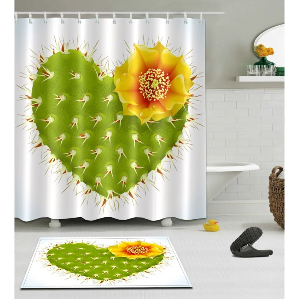 Green Heart Cactus Flower Shower Curtain Set With Rug White Bathroom Waterproof Eco-Friendly Polyester Fabric For Bathtub Decor
Green Heart Cactus Flower Shower Curtain Set With Rug White Bathroom Waterproof Eco-Friendly Polyester Fabric For Bathtub Decor