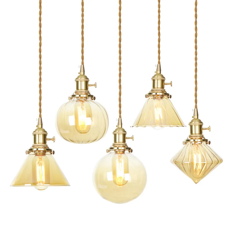 Copper Glass Pendent Lighting Lampe Design Vintage Avize Lamparas Colgante Living Room Indoor Hanging Edison Golden Lampshade
Copper Glass Pendent Lighting Lampe Design Vintage Avize Lamparas Colgante Living Room Indoor Hanging Edison Golden Lampshade