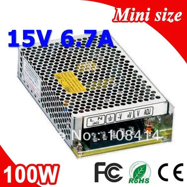MS-100-15 100W 15V 6.7A Single Output Mini size Switching Power Supply Transformer AC to DC
MS-100-15 100W 15V 6.7A Single Output Mini size Switching Power Supply Transformer AC to DC