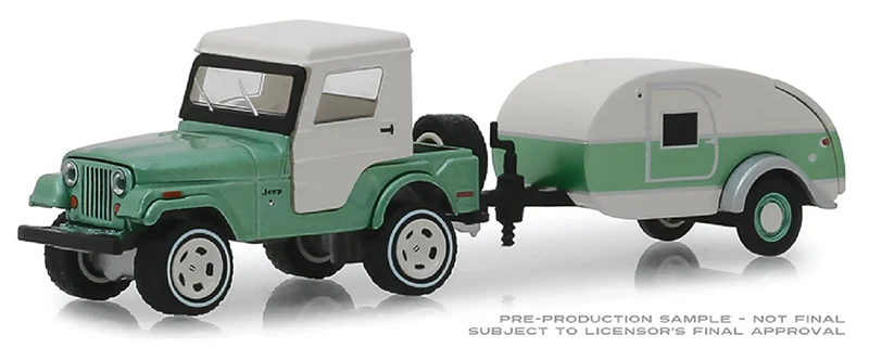 GreenLight 1:64 1972 J eep CJ 5 половинной кабины и Каплевидным Вырезом прицеп сплав