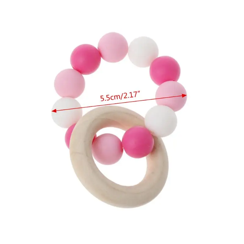 Baby Nursing Bracelets Wooden Teether Silicone Chew Beads Teething Rattles Toys Teether Montessori Bracelets
