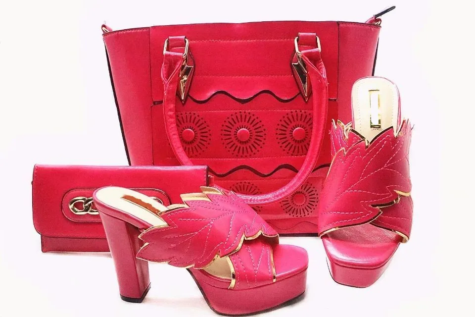 Fashion fuchsia leaves pattern women pumps and african shoes match big handbag set for dressing X11,heel 12CM
Fashion fuchsia leaves pattern women pumps and african shoes match big handbag set for dressing X11,heel 12CM