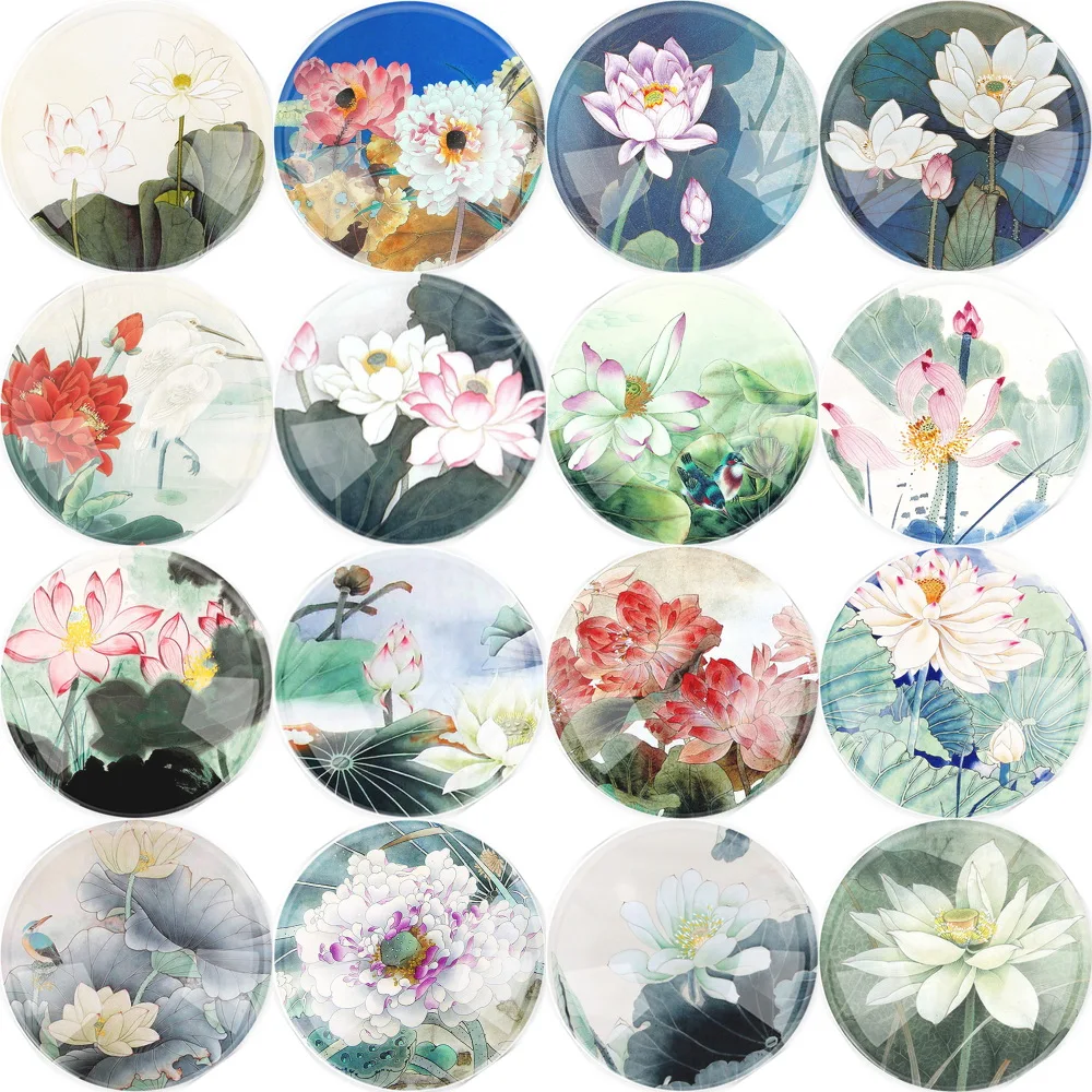 10~25mm Ink painting Lotus Flower Flatback Cameo Cabochon Domed Accessory DIY Handmade Chinese Style Glass Jewelry Accessories
10~25mm Ink painting Lotus Flower Flatback Cameo Cabochon Domed Accessory DIY Handmade Chinese Style Glass Jewelry Accessories