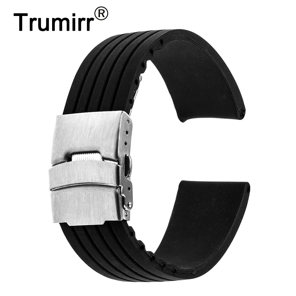 

17mm 18mm 19mm 20mm 21mm 22mm 23mm 24mm Universal Silicone Rubber Watchband Stainless Steel Buckle Watch Band Resin Strap