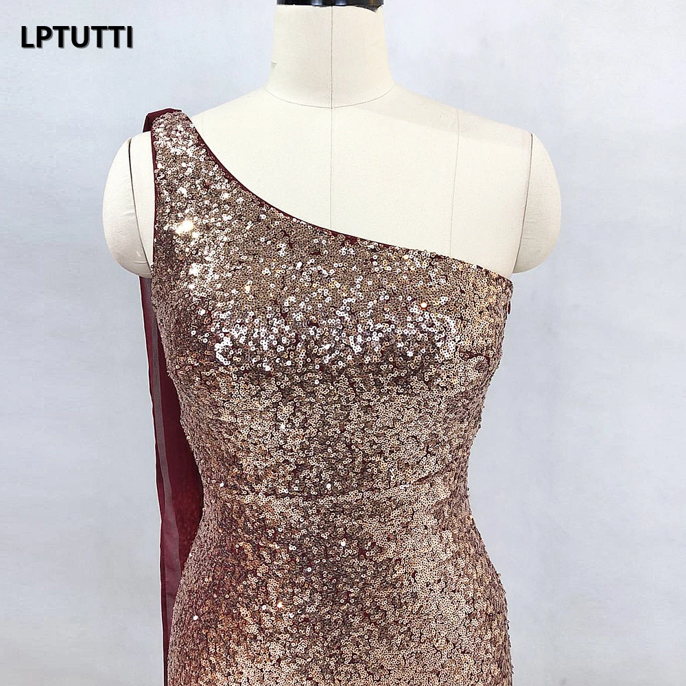 Lptutti платье с одним рукавом украшенное блестками Новинка для Для женщин