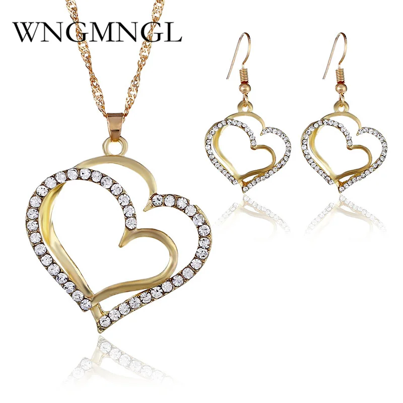 WNGMNGL 2018 Female Jewelry Set New Elegant Lovely Heart Crystal Drop Earrings Necklace Set Gold Color Fashion Wedding Jewelry
WNGMNGL 2018 Female Jewelry Set New Elegant Lovely Heart Crystal Drop Earrings Necklace Set Gold Color Fashion Wedding Jewelry