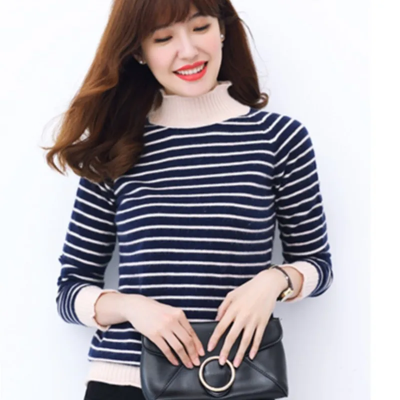JECH Women Spring Wool Turtleneck Striped Sweaters Winter Ruffled Collar Pullovers Long Sleeve Fashion Knitted Jumpers Female
JECH Women Spring Wool Turtleneck Striped Sweaters Winter Ruffled Collar Pullovers Long Sleeve Fashion Knitted Jumpers Female