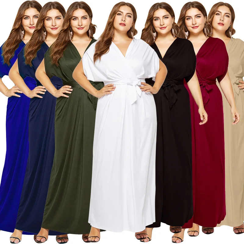 Fashion plus size women's dress with bowknot loose women's dress solid color sexy women's dress hot-selling women's dress
Fashion plus size women's dress with bowknot loose women's dress solid color sexy women's dress hot-selling women's dress