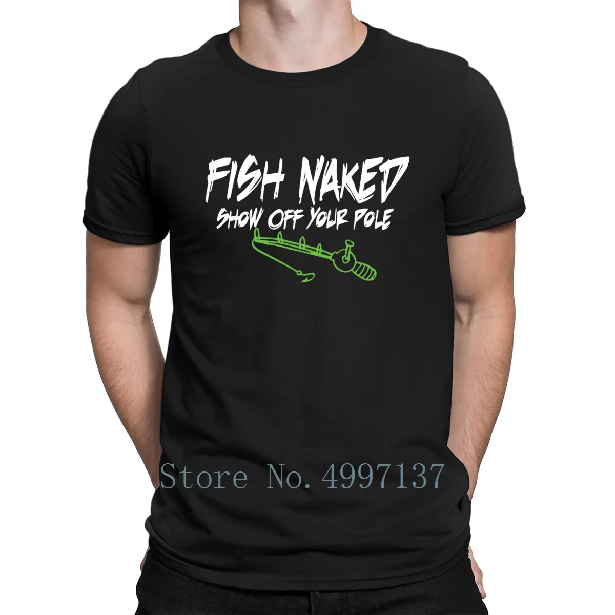 Фото Футболка Fish Nake Show Off Your Pole Fishing Hunt Gun Boa в летнем стиле 100% хлопок|Мужские футболки| |
