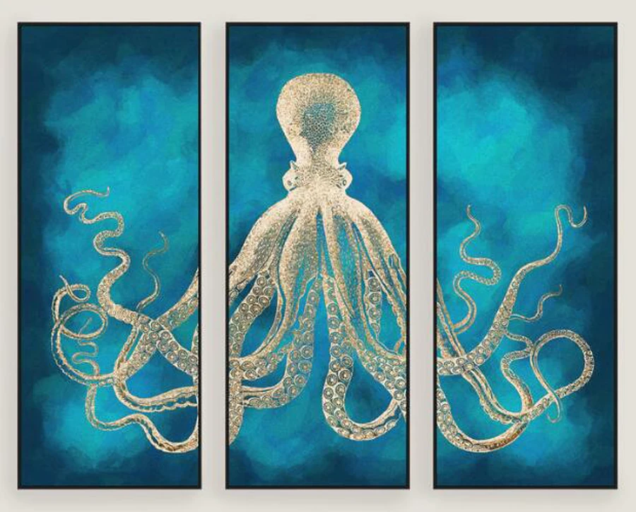 3pcs square/Round living room diamond embroidery octopus Cross Stitch full Rhinestone mosaic decoration painting | Дом и сад