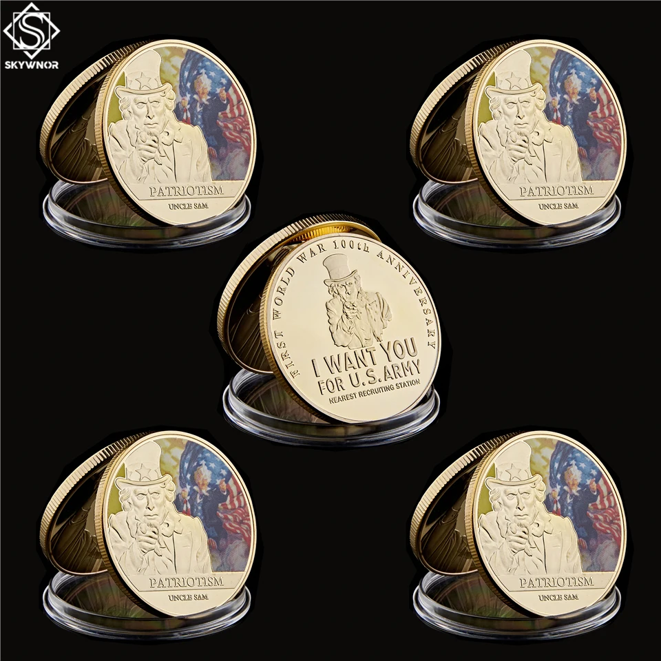 5PCS Uncle Sam Patriotism First World War 100 Anniversary I want you For US Army Challenge Coin USA
5PCS Uncle Sam Patriotism First World War 100 Anniversary I want you For US Army Challenge Coin USA