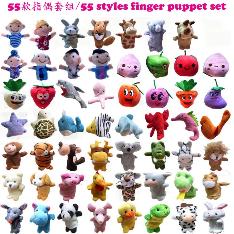 55pcs/lot ON SALE! a Set of 55 Styles Finger Puppets (Animals + Marine Animals Dolls Friut & Viggie) Toys for Kids t | Игрушки и