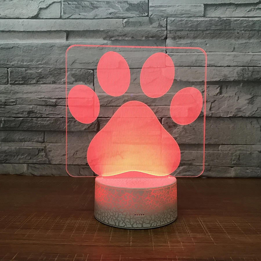 White Crake Base Dog Paw 3D Lamp Colorful Lovely Nightlight Bedroom LED Decor Footprints USB Sleep Light Kids Brithday Gifts
White Crake Base Dog Paw 3D Lamp Colorful Lovely Nightlight Bedroom LED Decor Footprints USB Sleep Light Kids Brithday Gifts
