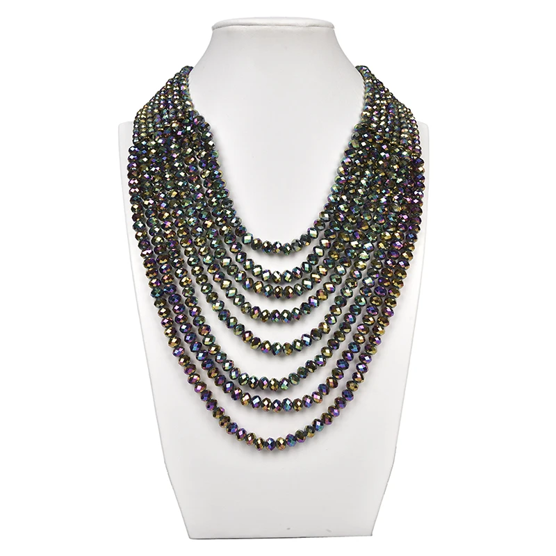 Black beads has a tinted sheen and silver multi-layer round transparent pearl and Glass Crystal gem necklace, mysterious
Black beads has a tinted sheen and silver multi-layer round transparent pearl and Glass Crystal gem necklace, mysterious