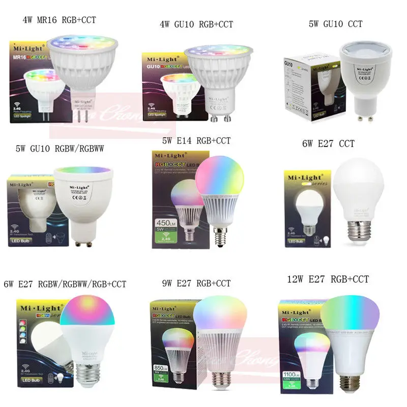 Hot Mi Light RGBCCT Dimmable led Bulb 4W MR16 GU10 6W 9W 12W E27led Lamps Wireless Wifi Controller Box 2.4G RF Remote Controller
Hot Mi Light RGBCCT Dimmable led Bulb 4W MR16 GU10 6W 9W 12W E27led Lamps Wireless Wifi Controller Box 2.4G RF Remote Controller
