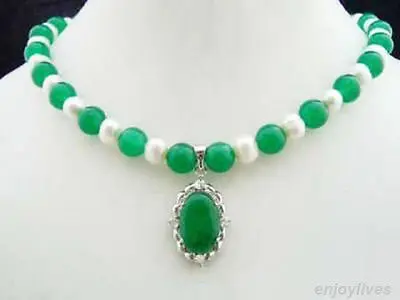 8mm Green Jade Genuine White Freshwater Pearl White Gold Plated Pendant & Necklace
8mm Green Jade Genuine White Freshwater Pearl White Gold Plated Pendant & Necklace