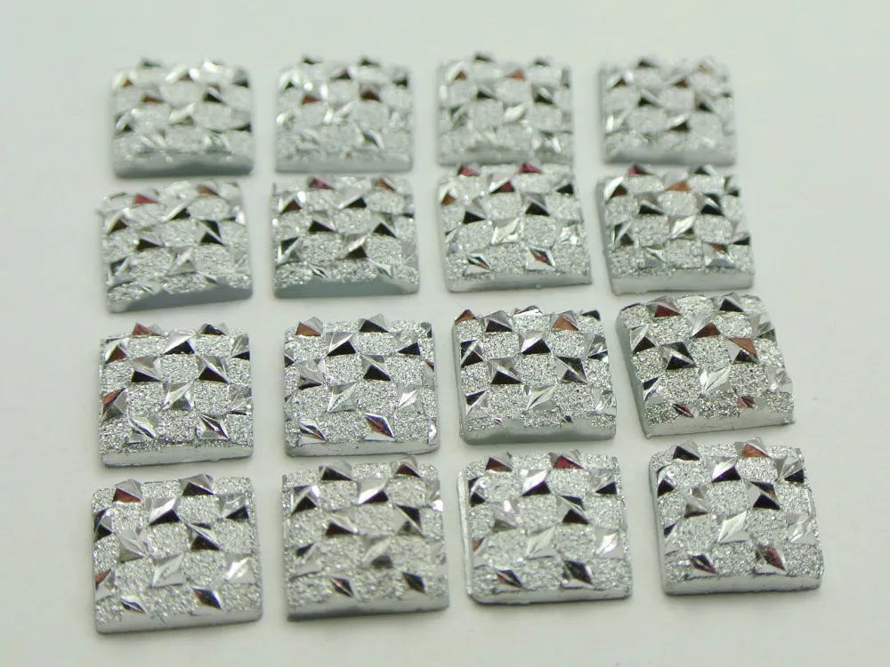 200 Silver-plate Flatback Resin Glitter Stardust Square Rhinestone Cabochons 10X10mm
200 Silver-plate Flatback Resin Glitter Stardust Square Rhinestone Cabochons 10X10mm