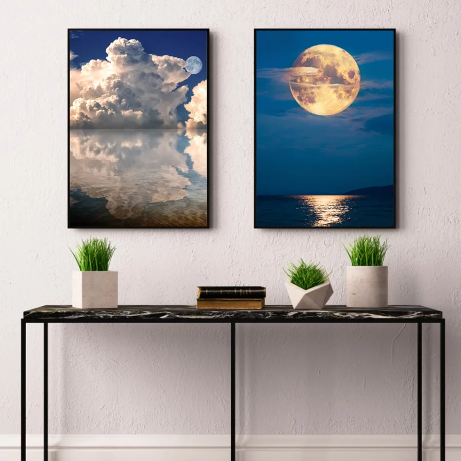 Nordic Poster Sky Moon Seascape Canvas Painting Posters and Prints Blue Wall Art Pictures For Living Room Modern Home Decoration
Nordic Poster Sky Moon Seascape Canvas Painting Posters and Prints Blue Wall Art Pictures For Living Room Modern Home Decoration