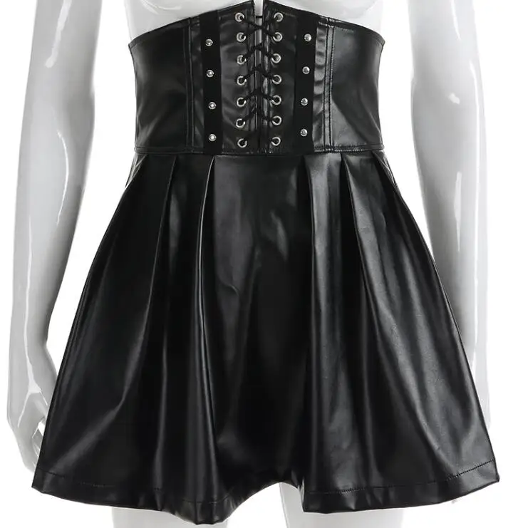 Women's sexy slim black color pleated pu leather skirt girls high waist sexy club performance bandage skirt TB489 
Women's sexy slim black color pleated pu leather skirt girls high waist sexy club performance bandage skirt TB489