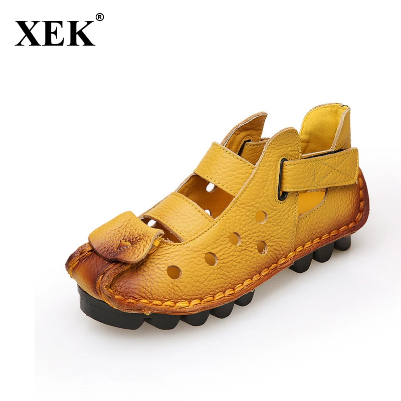 XEK 2018 Summer New Soft Bottom Flat Genuine Leather Women Shoes Personality Leisure Women Sandals Retro Handmade Sandals WFQ34
XEK 2018 Summer New Soft Bottom Flat Genuine Leather Women Shoes Personality Leisure Women Sandals Retro Handmade Sandals WFQ34