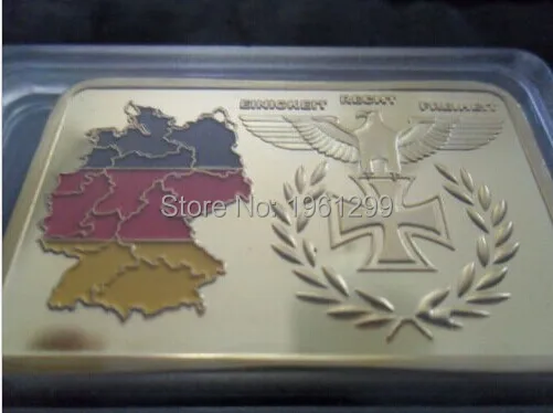 High Quality 24k Silver Bar Germany Territory/Eagle Painted Silver Bar Pure Replica Silver Bars Military Gifts
High Quality 24k Silver Bar Germany Territory/Eagle Painted Silver Bar Pure Replica Silver Bars Military Gifts