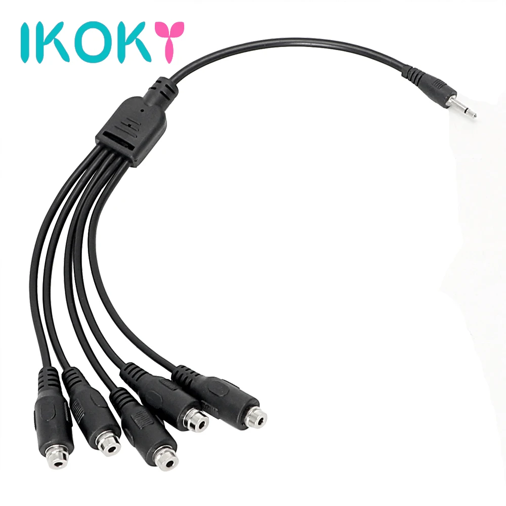 

IKOKY Sex Toys for Couple 5 in 1 Adapter Cable Electric Shock Accessories Electro Stimulation for Penis Ring Anal Plug