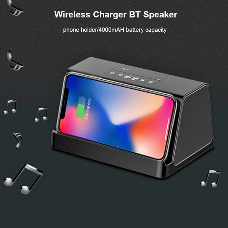 2 в 1 Bluetooth Динамик + 10 Вт Быстрый Беспроводной Зарядное устройство Handfree вызова