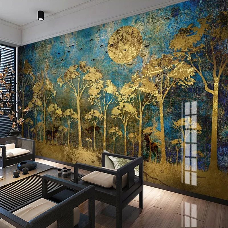 Custom Mural Painting Chinese Style Abstract Golden Forest Tree Bird Deer Photo Wallpaper Living Room Bedroom Art Wall Decor
Custom Mural Painting Chinese Style Abstract Golden Forest Tree Bird Deer Photo Wallpaper Living Room Bedroom Art Wall Decor