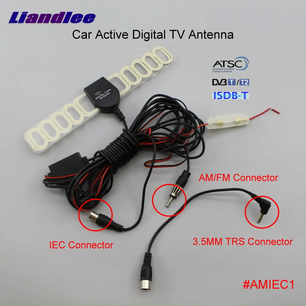 

2IN1 Car TV & Radio Antenna FM IEC 3.5mm TRS Connector With Amplifier Booster AM RDS DVB-T ISDB-T ATSC ANT #AMIEC1