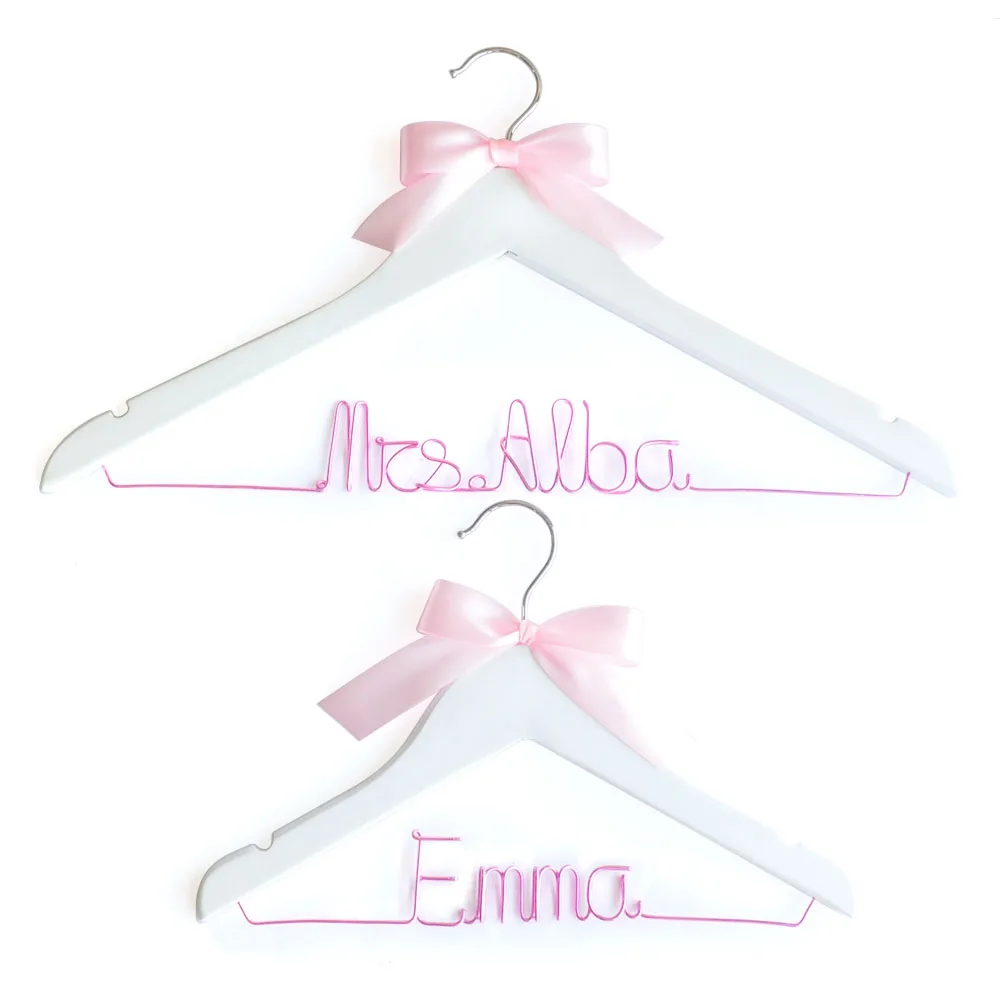 Personalized Wedding Hanger, Bridesmaid Gifts, Name Hanger Small Hanger for Flower Girl Wedding Gift Pink Bow
Personalized Wedding Hanger, Bridesmaid Gifts, Name Hanger Small Hanger for Flower Girl Wedding Gift Pink Bow